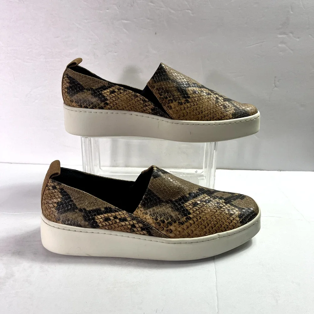 Vince Sneakers Womens 7.5M EUR 37.5 Saxon 2 Snakeskin Leather Platform Slip On